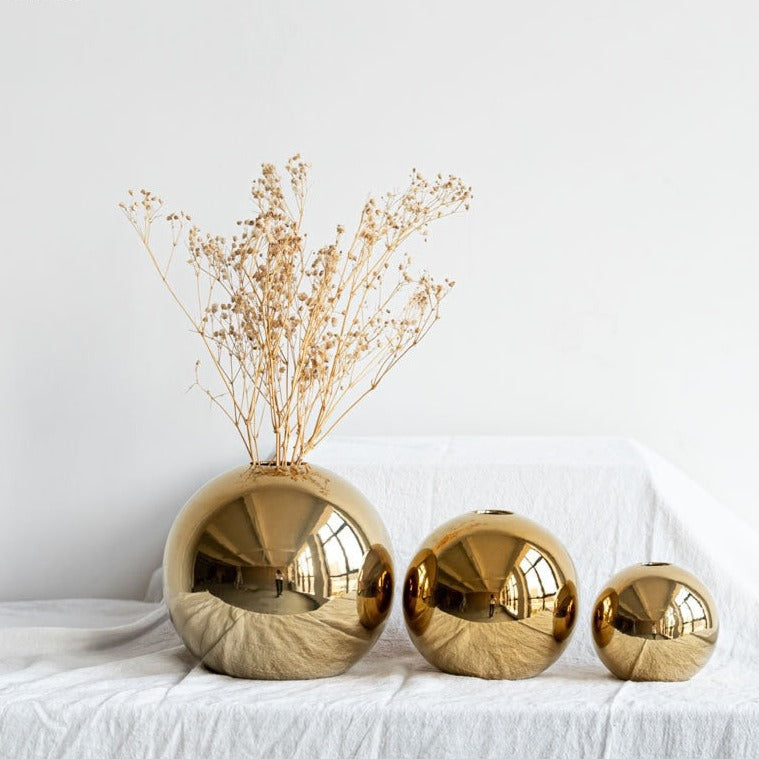 Golden Ball Ceramic Vase