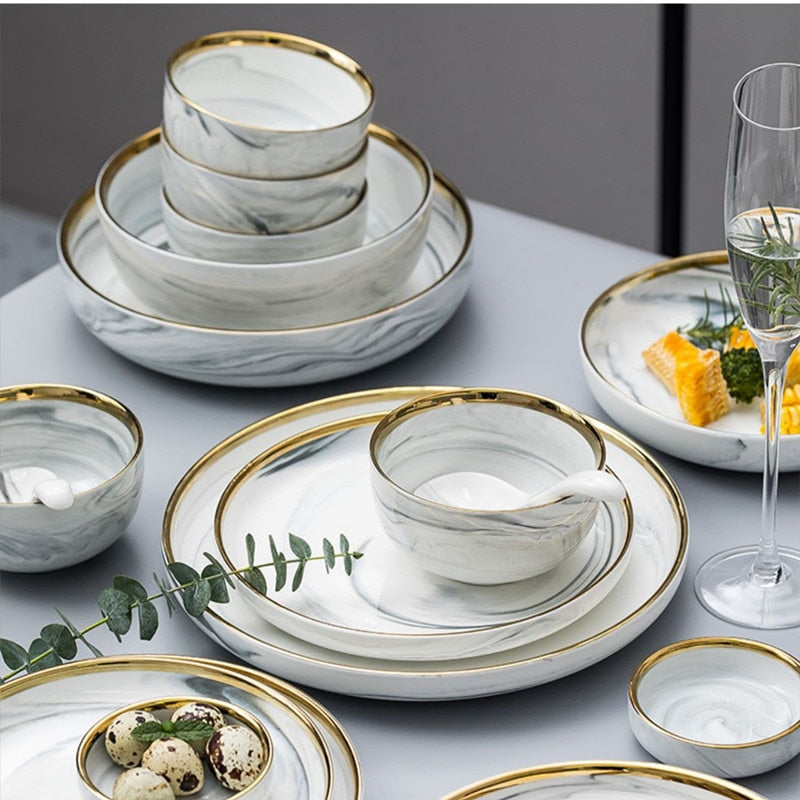 Gold Marble Tableware Set