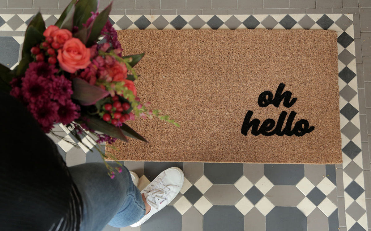 Oh Hello Doormat Embossed