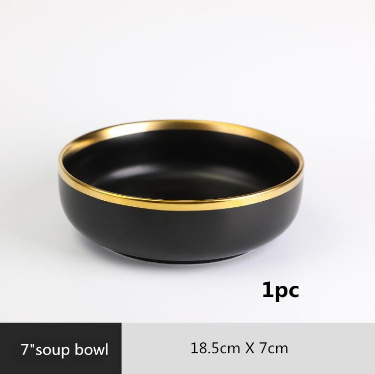 Black with Golden Rim Tableware