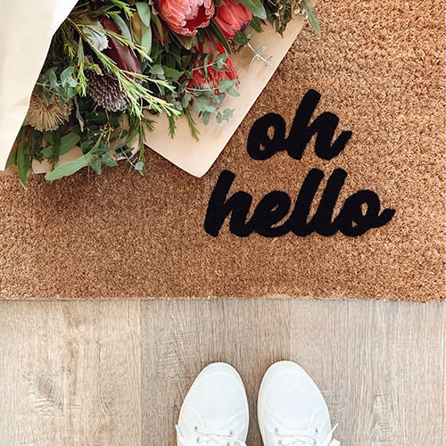 Oh Hello Doormat Embossed