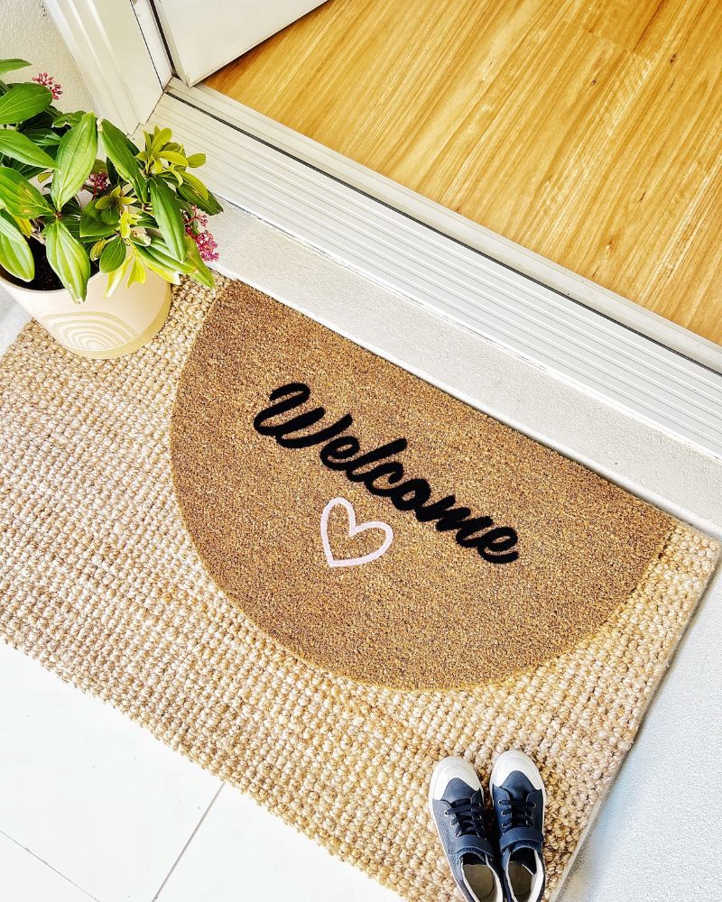 Welcome with Love Semi-Circle Doormat Embossed