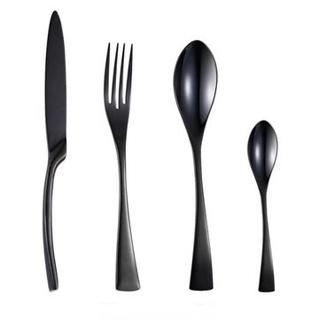 24 Piece Black Cutlery Set - The Decor House