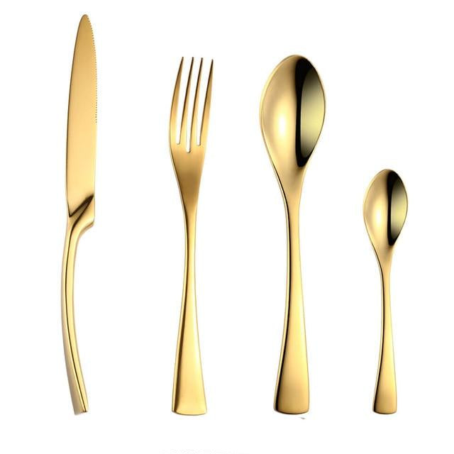 24 Piece Gold Cutlery Set
