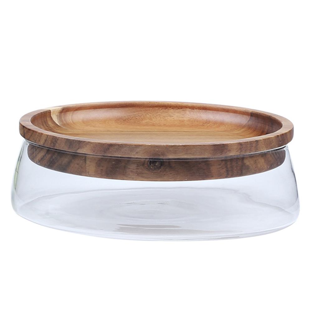 Round Wooden Glass Jar