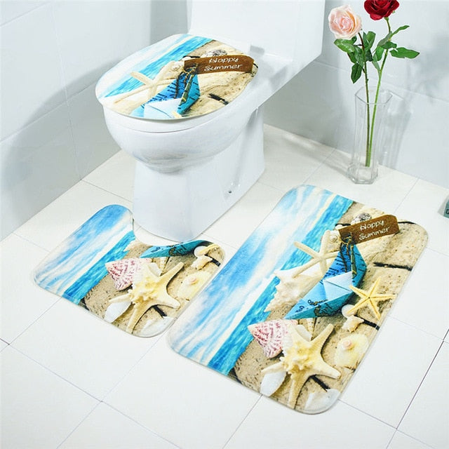 3 Piece Bathroom Mat Set