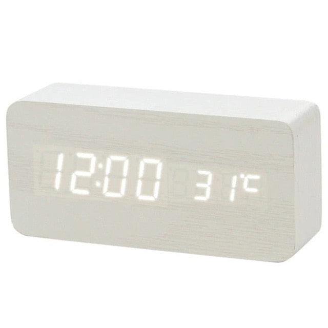 Faux Wood LED Alarm Clock