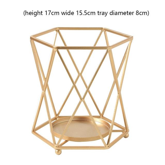 Golden Geometric Candle Holders