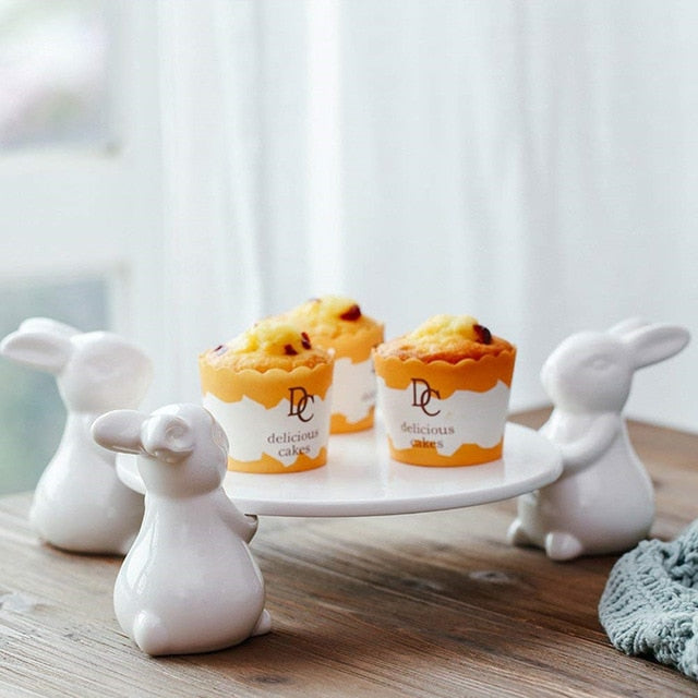 DOITOOL Ceramic Bunny Rabbit Cake Stand Cupcake Stand Ceramic Dessert  Plates Bunny Candy Dish Gift Easter Party Decoration 20cm by DOITOOL - Shop  Online for Kitchen in Australia