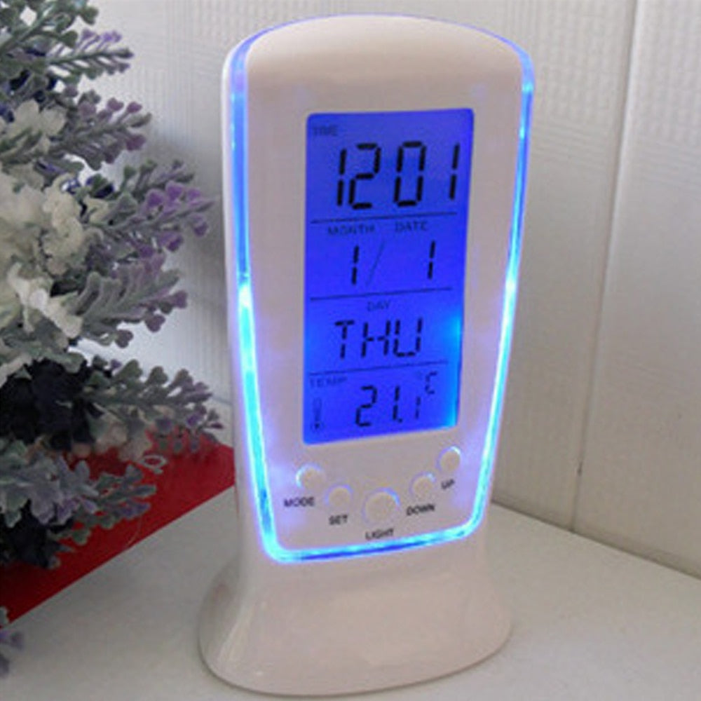 Digital Alarm Clock with Blue Backlight