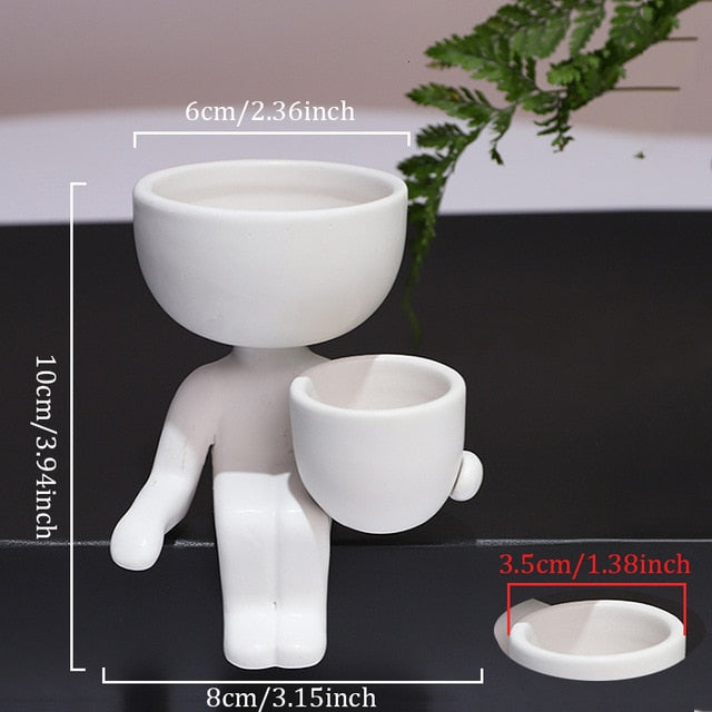 Mini Men Ceramic Planter