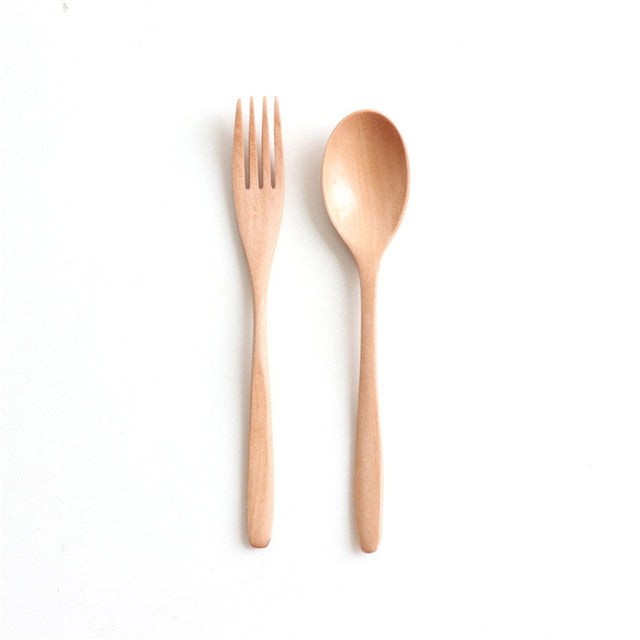 Wooden Fork and Spoon Set