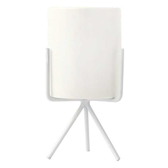 White Planter with Stand
