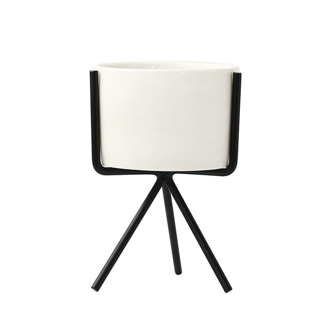 White Planter with Stand