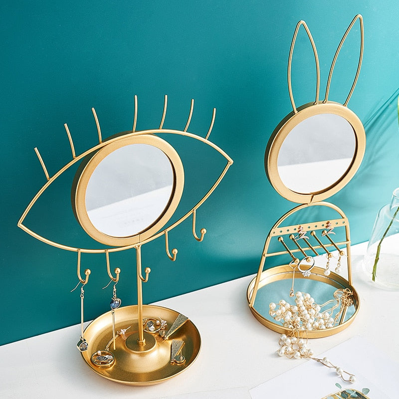 Mirror Gold Jewellery Stand Multi-function Mirror And Jewellery
