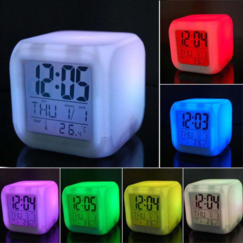 7 Colour Glowing Alarm Clock - The Decor House